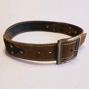 Vintage Leather Western Rodeo Belt w/ Removable Buckle Two Toned Brown Black 28